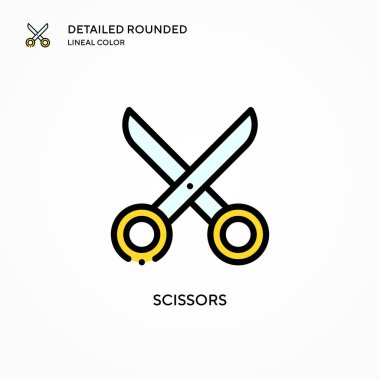 Makas vektör simgesi. Modern vektör illüstrasyon kavramları. Düzenlemesi ve kişiselleştirmesi kolay.