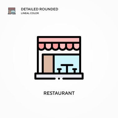 Restoran vektör simgesi. Modern vektör illüstrasyon kavramları. Düzenlemesi ve kişiselleştirmesi kolay.