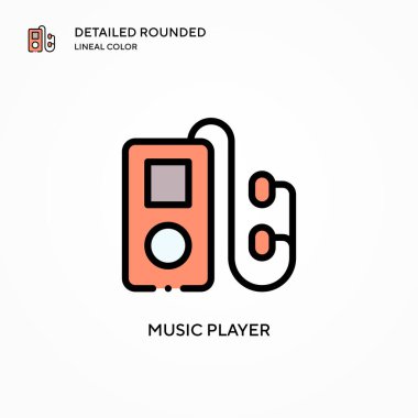 Müzik çalar vektör simgesi. Modern vektör illüstrasyon kavramları. Düzenlemesi ve kişiselleştirmesi kolay.