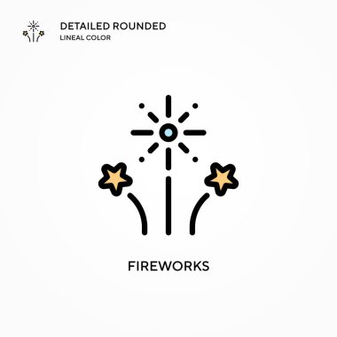 Havai fişek vektör simgesi. Modern vektör illüstrasyon kavramları. Düzenlemesi ve kişiselleştirmesi kolay.