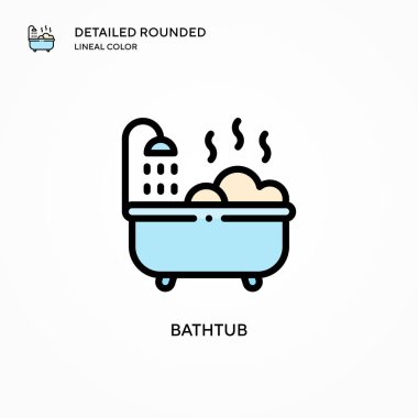 Küvet vektör simgesi. Modern vektör illüstrasyon kavramları. Düzenlemesi ve kişiselleştirmesi kolay.