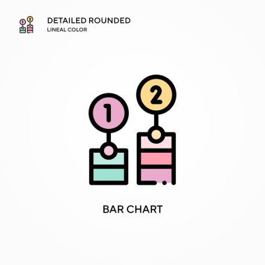 Bar çizelgesi vektör simgesi. Modern vektör illüstrasyon kavramları. Düzenlemesi ve kişiselleştirmesi kolay.