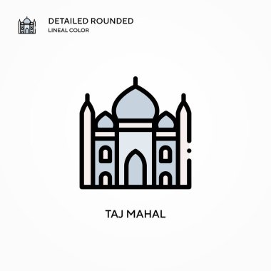 Taj mahal vektör simgesi. Modern vektör illüstrasyon kavramları. Düzenlemesi ve kişiselleştirmesi kolay.