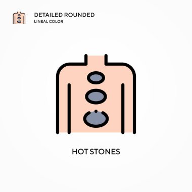 Sıcak taşlar vektör simgesi. Modern vektör illüstrasyon kavramları. Düzenlemesi ve kişiselleştirmesi kolay.