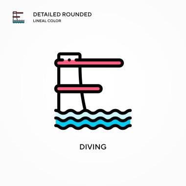 Dalış vektör simgesi. Modern vektör illüstrasyon kavramları. Düzenlemesi ve kişiselleştirmesi kolay.