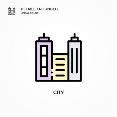 Şehir vektör simgesi. Modern vektör illüstrasyon kavramları. Düzenlemesi ve kişiselleştirmesi kolay.
