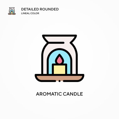 Aromatik mum vektör simgesi. Modern vektör illüstrasyon kavramları. Düzenlemesi ve kişiselleştirmesi kolay.