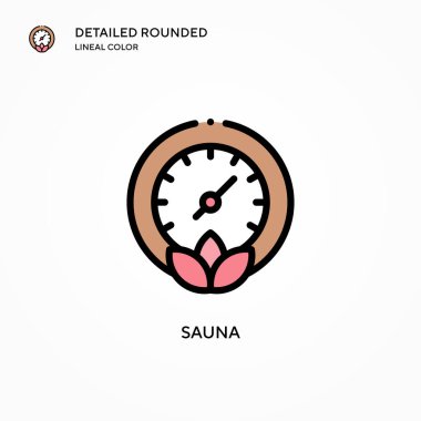 Sauna vektör simgesi. Modern vektör illüstrasyon kavramları. Düzenlemesi ve kişiselleştirmesi kolay.
