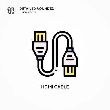Hdmi kablo vektör simgesi. Modern vektör illüstrasyon kavramları. Düzenlemesi ve kişiselleştirmesi kolay.