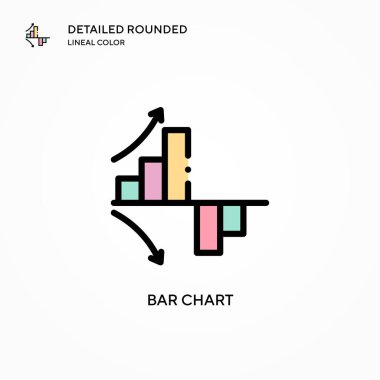 Bar çizelgesi vektör simgesi. Modern vektör illüstrasyon kavramları. Düzenlemesi ve kişiselleştirmesi kolay.