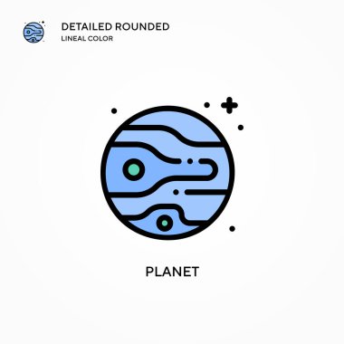 Gezegen vektör simgesi. Modern vektör illüstrasyon kavramları. Düzenlemesi ve kişiselleştirmesi kolay.