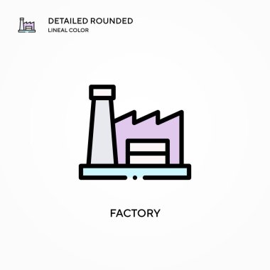 Fabrika vektör simgesi. Modern vektör illüstrasyon kavramları. Düzenlemesi ve kişiselleştirmesi kolay.