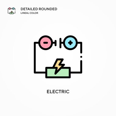 Elektrik vektör simgesi. Modern vektör illüstrasyon kavramları. Düzenlemesi ve kişiselleştirmesi kolay.