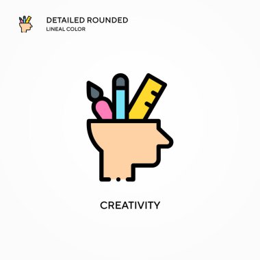 Yaratıcılık vektör simgesi. Modern vektör illüstrasyon kavramları. Düzenlemesi ve kişiselleştirmesi kolay.