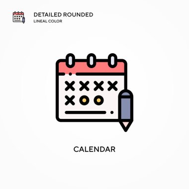 Takvim vektör simgesi. Modern vektör illüstrasyon kavramları. Düzenlemesi ve kişiselleştirmesi kolay.