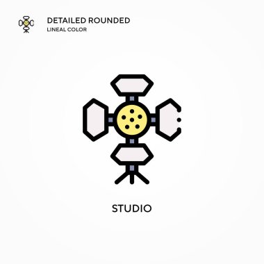 Stüdyo vektör simgesi. Modern vektör illüstrasyon kavramları. Düzenlemesi ve kişiselleştirmesi kolay.