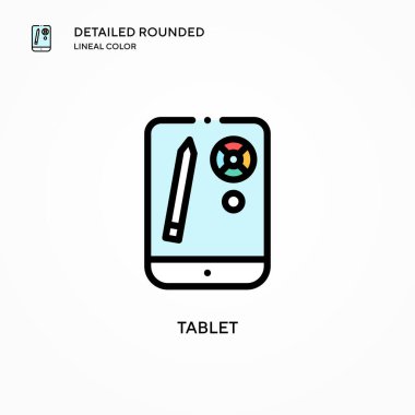 Tablet vektör simgesi. Modern vektör illüstrasyon kavramları. Düzenlemesi ve kişiselleştirmesi kolay.
