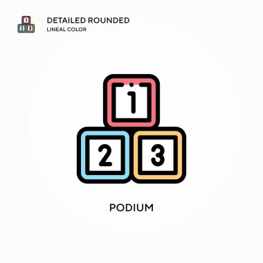 Podyum vektör simgesi. Modern vektör illüstrasyon kavramları. Düzenlemesi ve kişiselleştirmesi kolay.