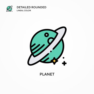 Gezegen vektör simgesi. Modern vektör illüstrasyon kavramları. Düzenlemesi ve kişiselleştirmesi kolay.