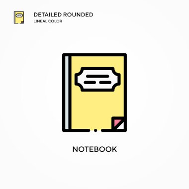 Not defteri vektör simgesi. Modern vektör illüstrasyon kavramları. Düzenlemesi ve kişiselleştirmesi kolay.