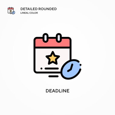 Son teslim tarihi vektör simgesi. Modern vektör illüstrasyon kavramları. Düzenlemesi ve kişiselleştirmesi kolay.