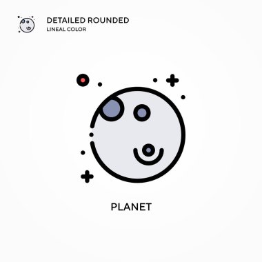 Gezegen vektör simgesi. Modern vektör illüstrasyon kavramları. Düzenlemesi ve kişiselleştirmesi kolay.