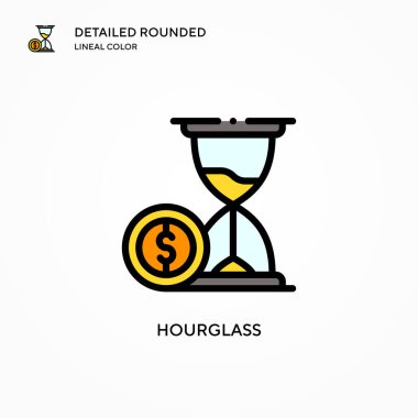 Kum saati vektör simgesi. Modern vektör illüstrasyon kavramları. Düzenlemesi ve kişiselleştirmesi kolay.