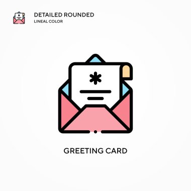 Tebrik kartı vektör simgesi. Modern vektör illüstrasyon kavramları. Düzenlemesi ve kişiselleştirmesi kolay.