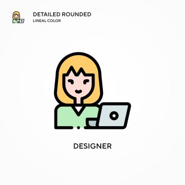 Tasarımcı vektör simgesi. Modern vektör illüstrasyon kavramları. Düzenlemesi ve kişiselleştirmesi kolay.