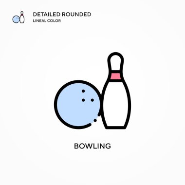 Bowling vektör simgesi. Modern vektör illüstrasyon kavramları. Düzenlemesi ve kişiselleştirmesi kolay.