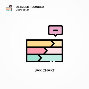 Bar çizelgesi vektör simgesi. Modern vektör illüstrasyon kavramları. Düzenlemesi ve kişiselleştirmesi kolay.