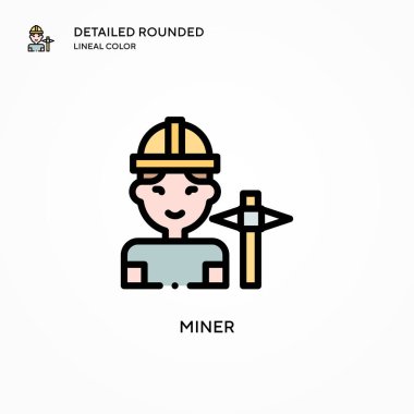 Madenci vektör simgesi. Modern vektör illüstrasyon kavramları. Düzenlemesi ve kişiselleştirmesi kolay.