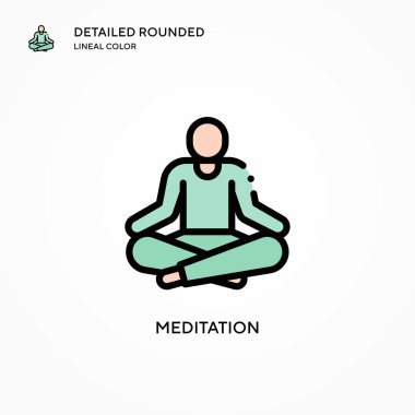 Meditasyon vektör simgesi. Modern vektör illüstrasyon kavramları. Düzenlemesi ve kişiselleştirmesi kolay.