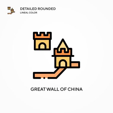 Çin porseleni ikonundan oluşan büyük bir duvar. Modern vektör illüstrasyon kavramları. Düzenlemesi ve kişiselleştirmesi kolay.