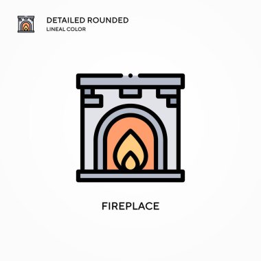 Şömine vektör simgesi. Modern vektör illüstrasyon kavramları. Düzenlemesi ve kişiselleştirmesi kolay.