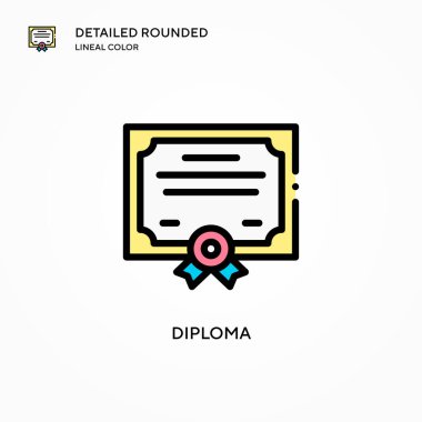 Diploma vektör simgesi. Modern vektör illüstrasyon kavramları. Düzenlemesi ve kişiselleştirmesi kolay.