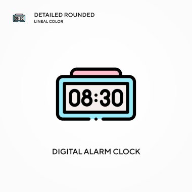 Dijital alarm saat vektör simgesi. Modern vektör illüstrasyon kavramları. Düzenlemesi ve kişiselleştirmesi kolay.