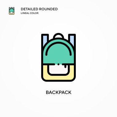 Sırt çantası vektör simgesi. Modern vektör illüstrasyon kavramları. Düzenlemesi ve kişiselleştirmesi kolay.