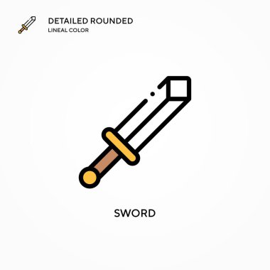 Kılıç vektör simgesi. Modern vektör illüstrasyon kavramları. Düzenlemesi ve kişiselleştirmesi kolay.