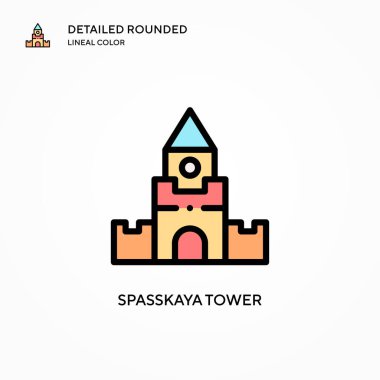 Spasskaya kule vektör simgesi. Modern vektör illüstrasyon kavramları. Düzenlemesi ve kişiselleştirmesi kolay.