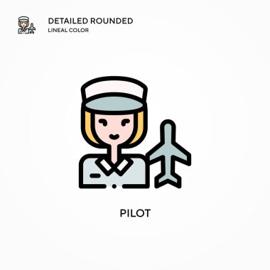Pilot vektör simgesi. Modern vektör illüstrasyon kavramları. Düzenlemesi ve kişiselleştirmesi kolay.