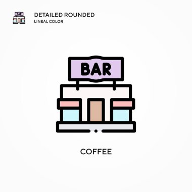 Kahve vektörü ikonu. Modern vektör illüstrasyon kavramları. Düzenlemesi ve kişiselleştirmesi kolay.