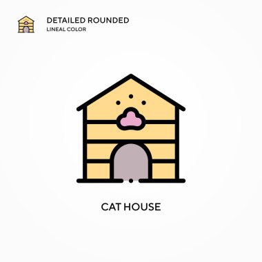 Kedi evi vektör simgesi. Modern vektör illüstrasyon kavramları. Düzenlemesi ve kişiselleştirmesi kolay.