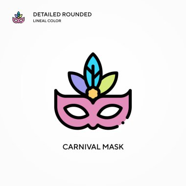 Karnaval maskesi vektör simgesi. Modern vektör illüstrasyon kavramları. Düzenlemesi ve kişiselleştirmesi kolay.