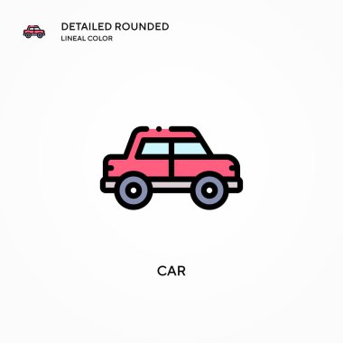 Araba vektör simgesi. Modern vektör illüstrasyon kavramları. Düzenlemesi ve kişiselleştirmesi kolay.