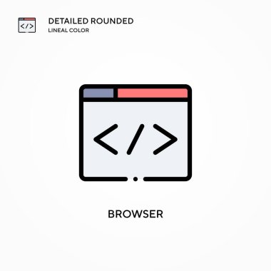 Tarayıcı vektör simgesi. Modern vektör illüstrasyon kavramları. Düzenlemesi ve kişiselleştirmesi kolay.