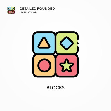 Bloklar vektör simgesi. Modern vektör illüstrasyon kavramları. Düzenlemesi ve kişiselleştirmesi kolay.
