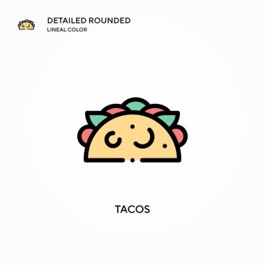 Tacos vektör ikonu. Modern vektör illüstrasyon kavramları. Düzenlemesi ve kişiselleştirmesi kolay.