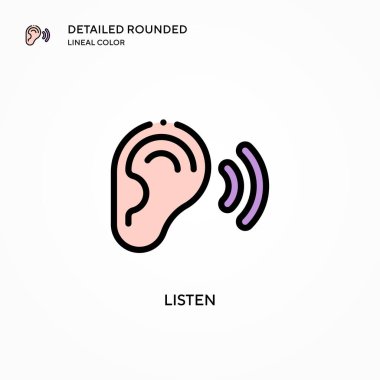 Vektör simgesini dinle. Modern vektör illüstrasyon kavramları. Düzenlemesi ve kişiselleştirmesi kolay.