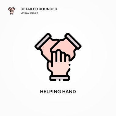 El vektör simgesine yardım ediyorum. Modern vektör illüstrasyon kavramları. Düzenlemesi ve kişiselleştirmesi kolay.